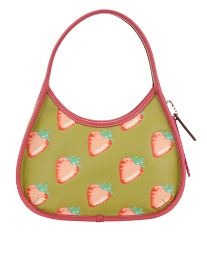Coachtopia Strawberry Hobo, &pound;140, Handbags, Green/Pink, Leather, Front view